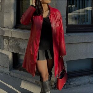 Danier Cherry Red Leather Jacket